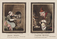 KG 16434
          <br/>
          Frying sprats en Toasting muffins
          <br/>
          <em>Gillray, James (1757 - 1815)</em>
